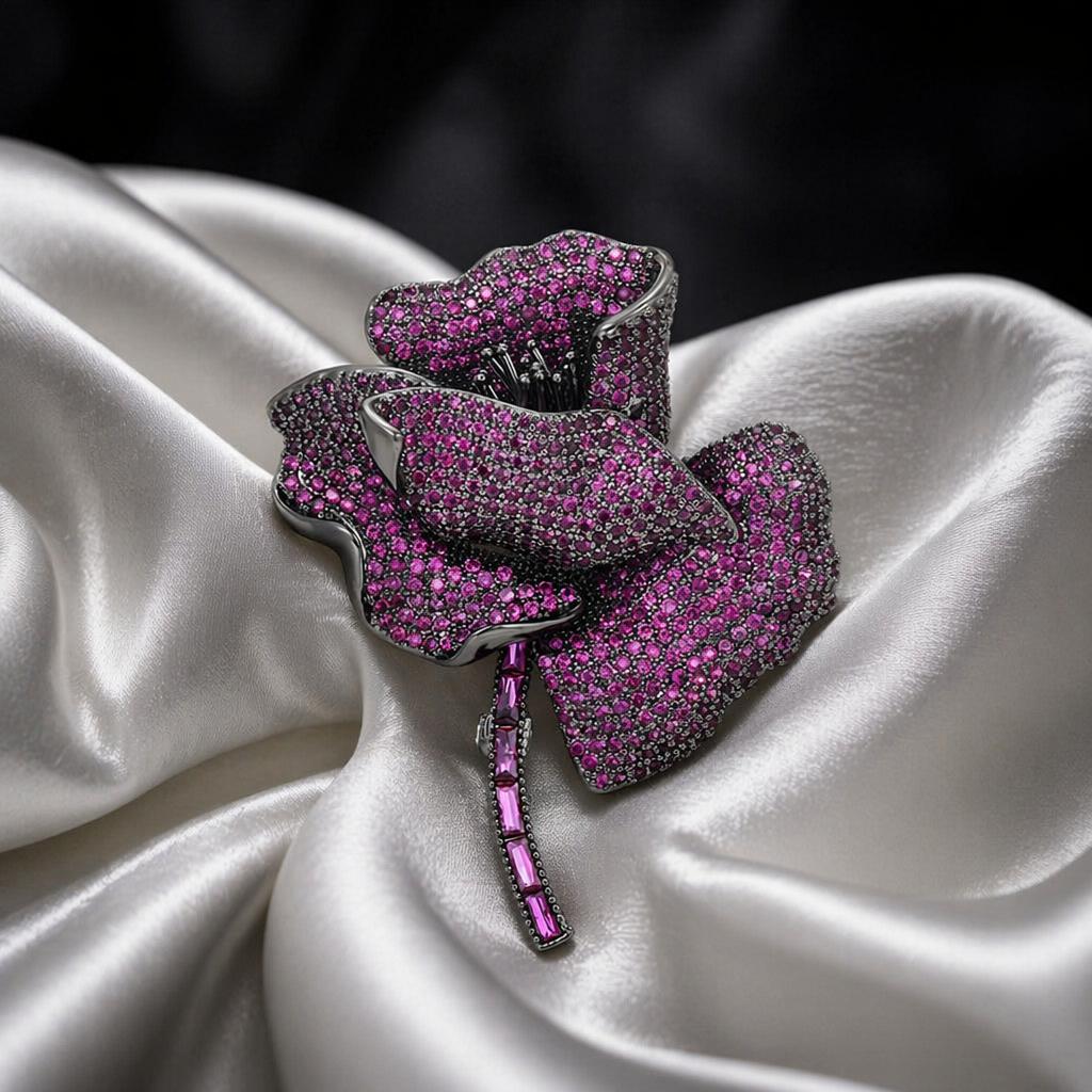 2026 Recommend Copper Flower Classic Brooch Pins Zircon Plating Fashion High-end Luxury Trendy Romantic Wedding Banquet Dress