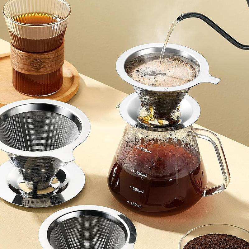 Stainless Steel Coffee Filter Pour Over Coffee Dripper Reusable Paperless Coffee Drip Coffee Strainer Kitchen Coffee Accessories