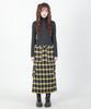 Catharsis Check Belted Elastic Long Skirt Yellow One Size