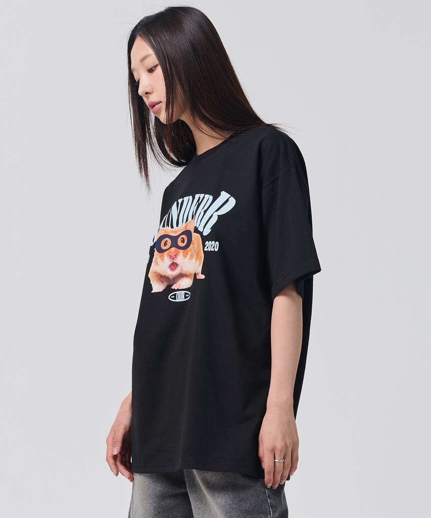 OUNDERR Mask Hamster Short Sleeve T-Shirt (Black)