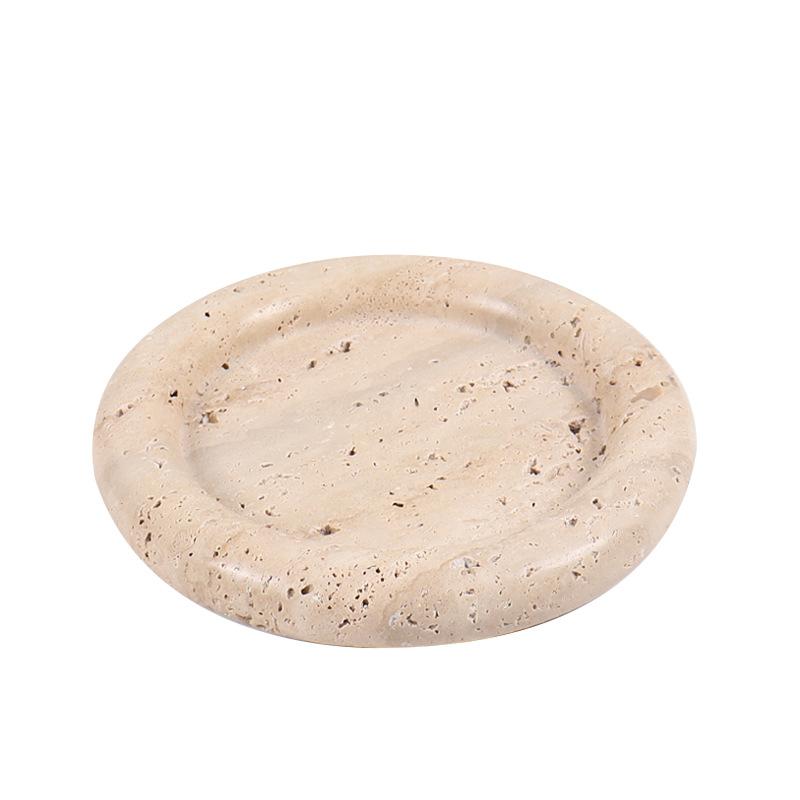 Natural Marble Round Fruit Plate Tray Creative Home Living Room Dried Fruit Snack Plate