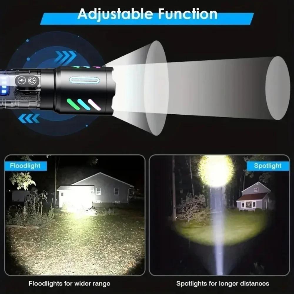 Hochleistungsstarke LED Taschenlampe USB Wiederaufladbare COB Taschenlampe Leistungsstärkste Taktische Taschenlampe Lampe Outdoor Camping Laterne