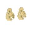 Big Exaggerated Flower Dangle Earrings for Women Gold Color Metal Double-layers Leaf Pendants Impressive European Ear Jewelry