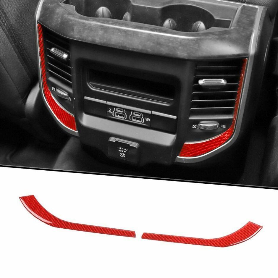 For 2019-2022 Dodge RAM 3500 Red Carbon Fiber Rear Air Conditioner Vent Trim 2P