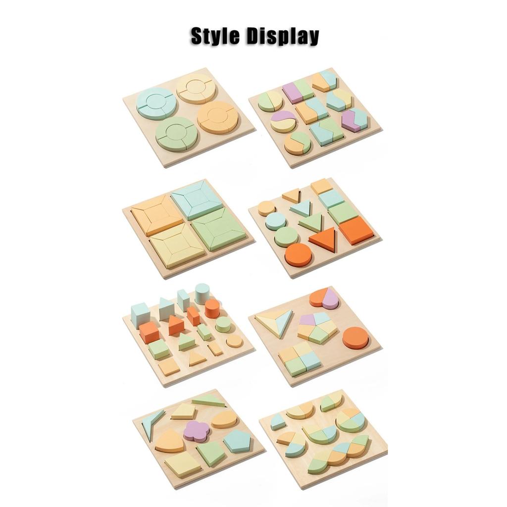 Toddlers Montessori Wooden Shape Puzzles Toys Matching Geometry Panel Sensory Sorting Learning Education Kindergarten Materials