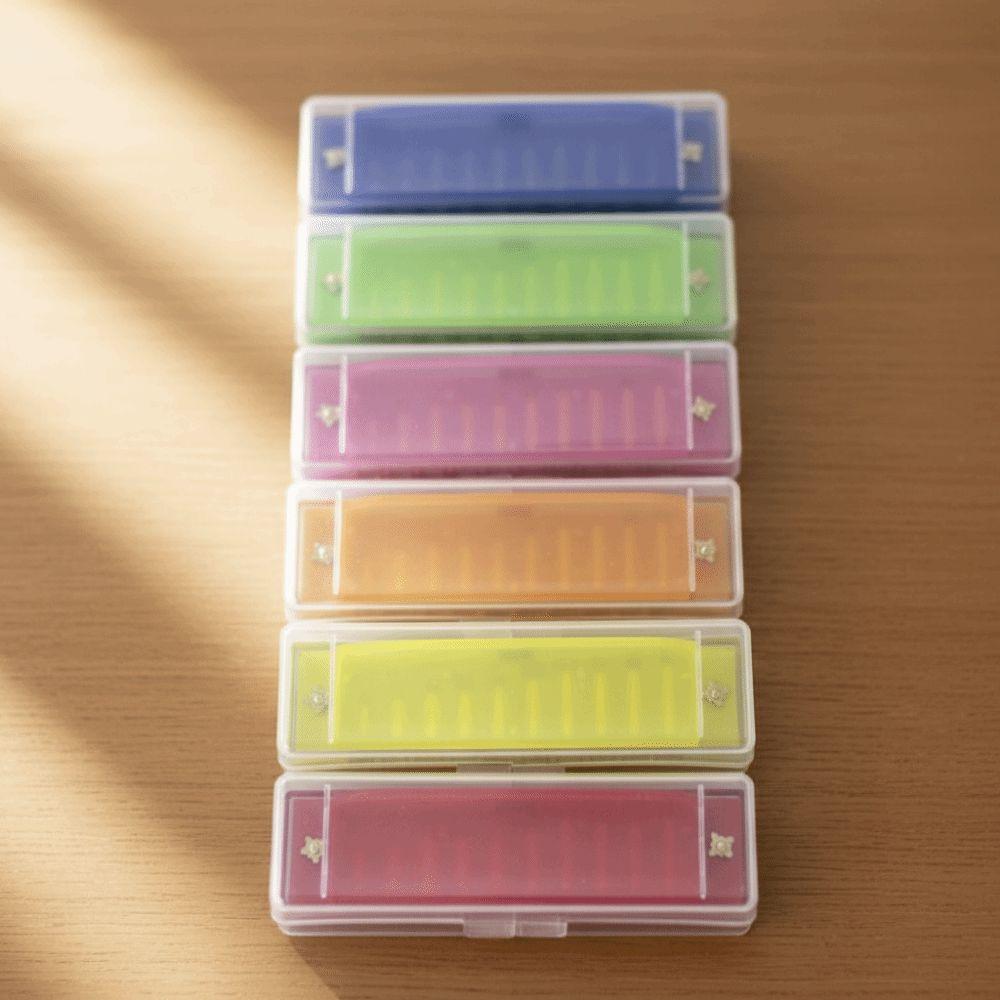 Bright Color 10 Hole Harmonica Translucent Diatonic Harmonica Kids Educational Toy