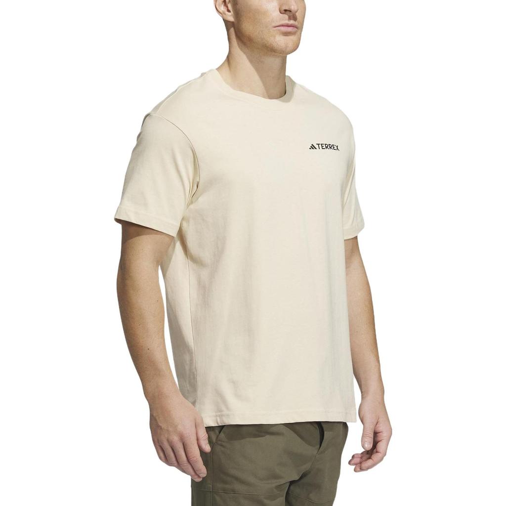 Adidas T Shirts Unisex Khaki Crew Neck Moderate Straight Fit IB8694