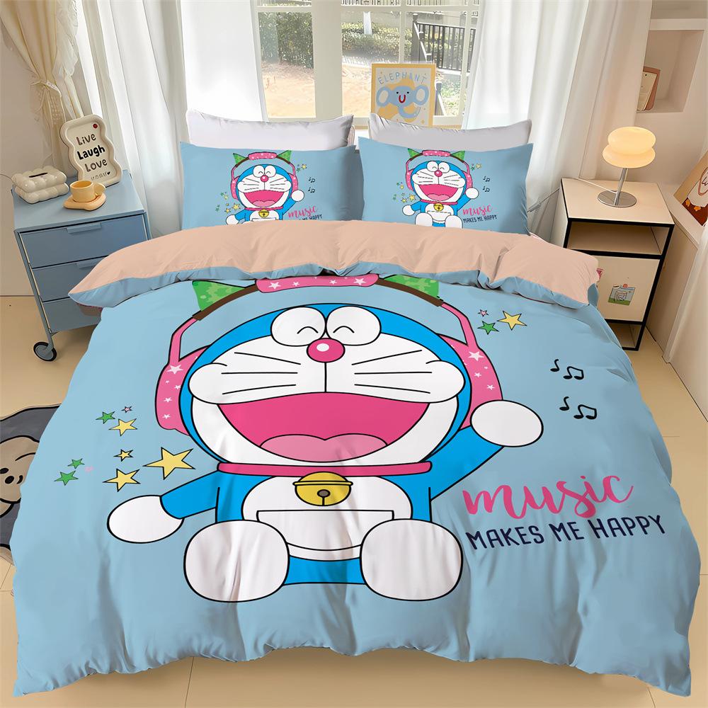 Japanese Anime Dora-emon Quilt Duvet Pillowcase 3D Printed D-Doraemon Bedding Set Duvet Cover for Children and Girls Boys Teen