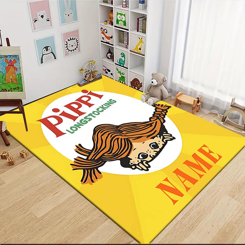 Custom Name Pippi Horse Adventure Carpet Rug Customizable Soft Washable Anti-Slip Home Living Room Sofa Mats Personalized Rug. 0909326