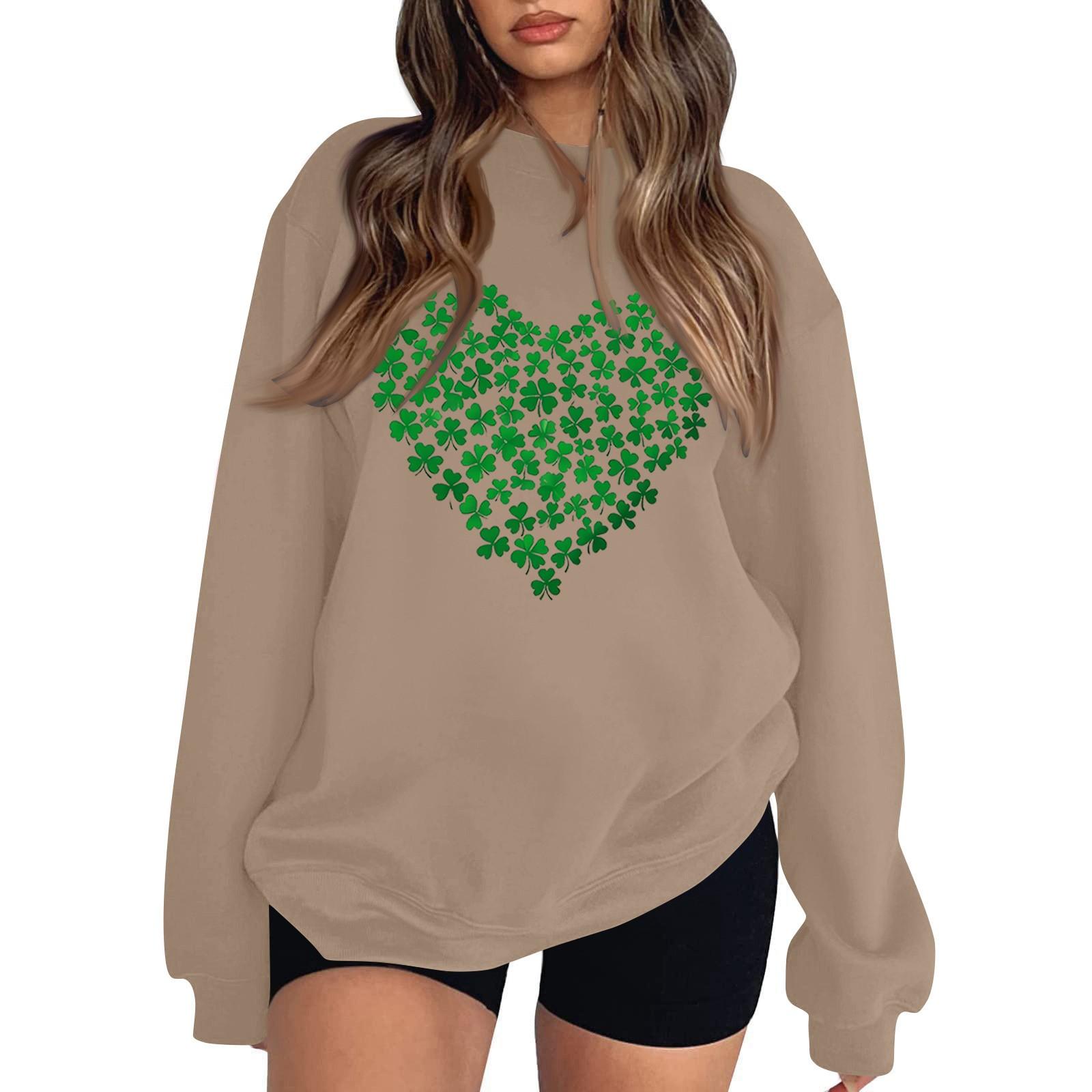 

Женские повседневные модные толстовки с длинным рукавом и круглым вырезом с принтом, пуловер, топ M коричневый