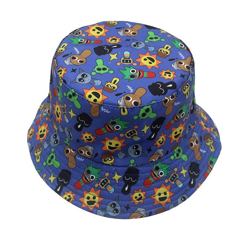 Rhythm Box Theme Sprunki Game Peripheral Printed Children's Fisherman Hat Rhythm Box Sun Hat