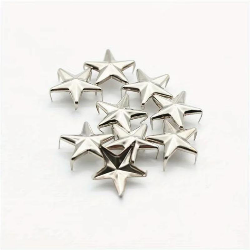 100pcs DIY Rivets and Five-pointed Star Claw Nails Silver Gold Gun Black Clothing Accessories Mobile Phone Case Material Bag