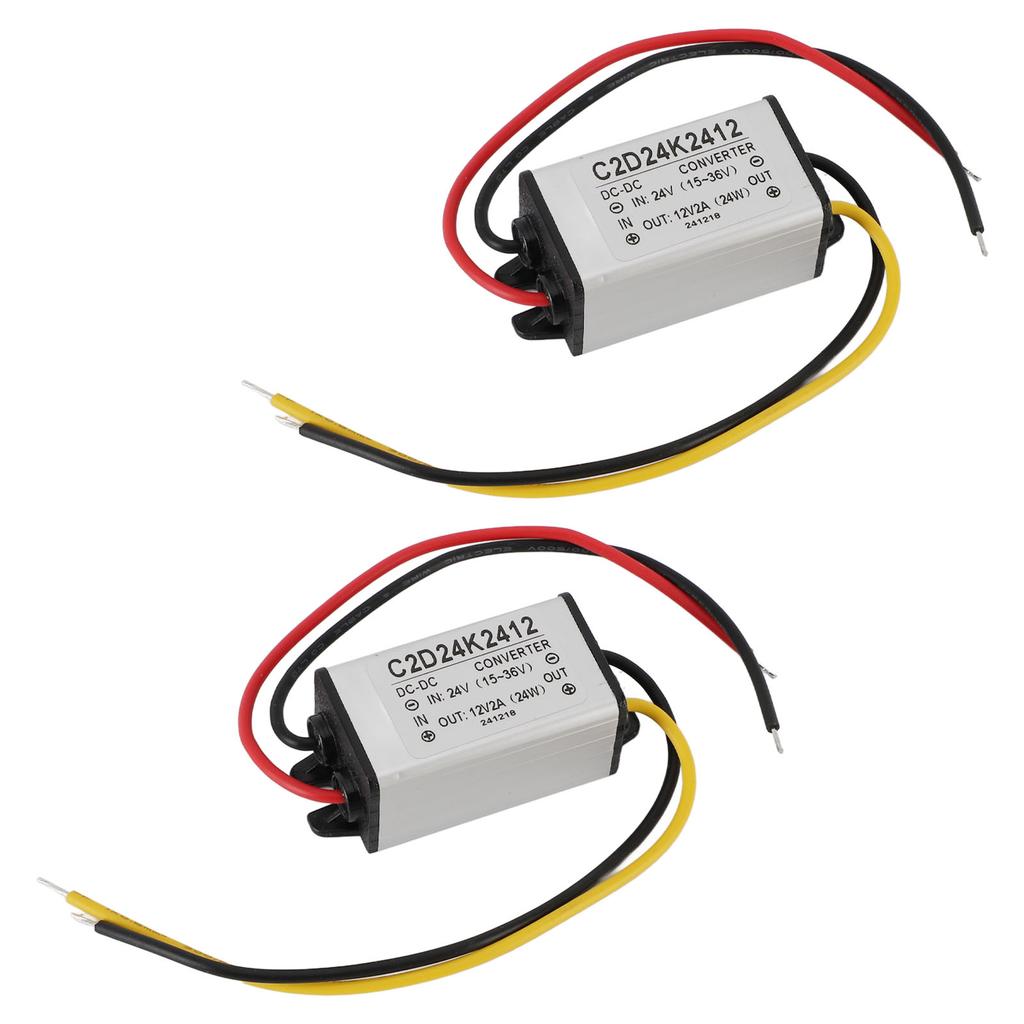 2pcs to voltage converter, 24V to 12V step-down power regulator for vehicles, boats, solar systems, IP68 sling, operating temperature -40-+80