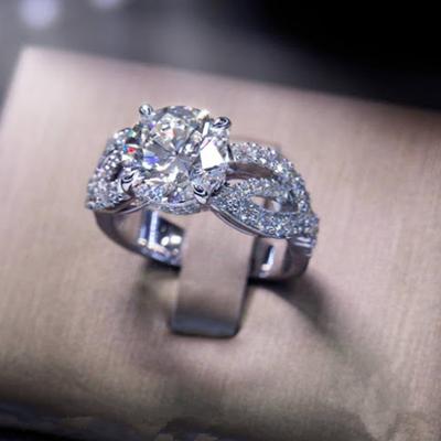 Neu Neu Frisches Design Frauen Hochzeit Ringe Runde Kristall CZ Stein Glänzend Stilvolle Mädchen Finger Zubehör Mode Schmuck Party