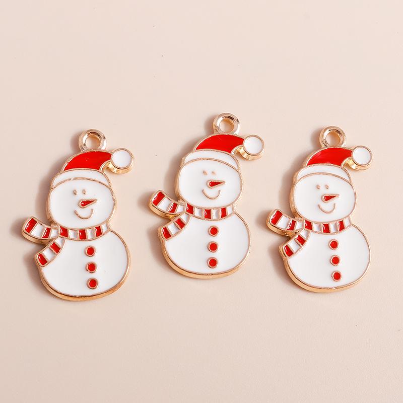 10pcs Enamel Christmas Tree Snowman Pendants Charms for Jewelry Making Earrings Necklace DIY Bracelet Accessories Supplies
