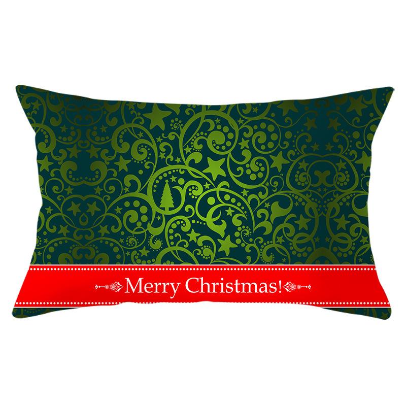 Green Series Christmas Peach Skin Printed Waist Pillowcase Square Sofa Pillowcase Office Pillowcase
