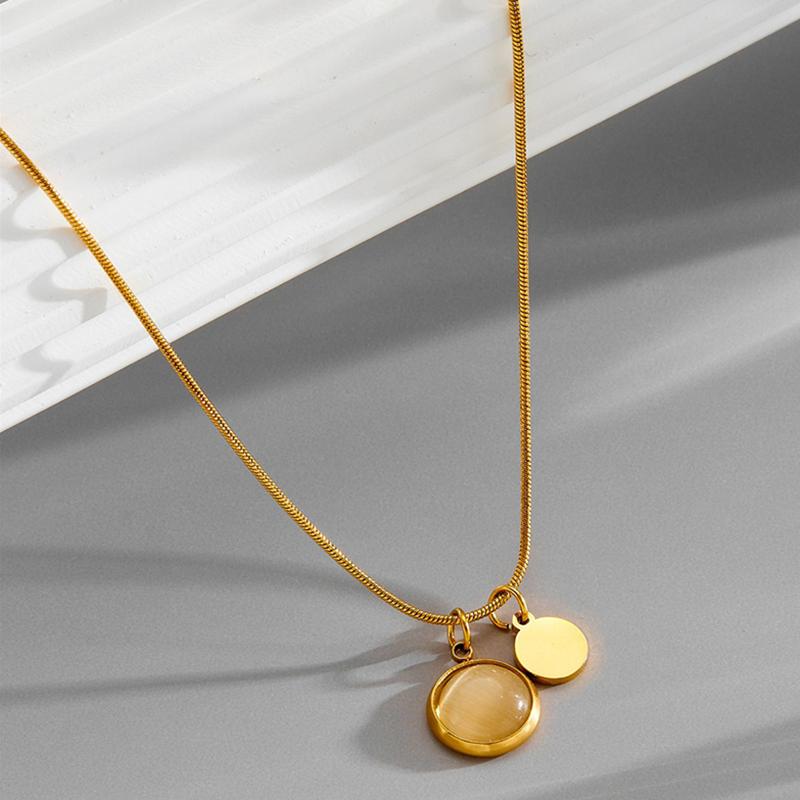 Cat'S Eye Stone Collar Necklace, Elegant Gemstone Pendant Necklace For Women  Daily Wear Gift