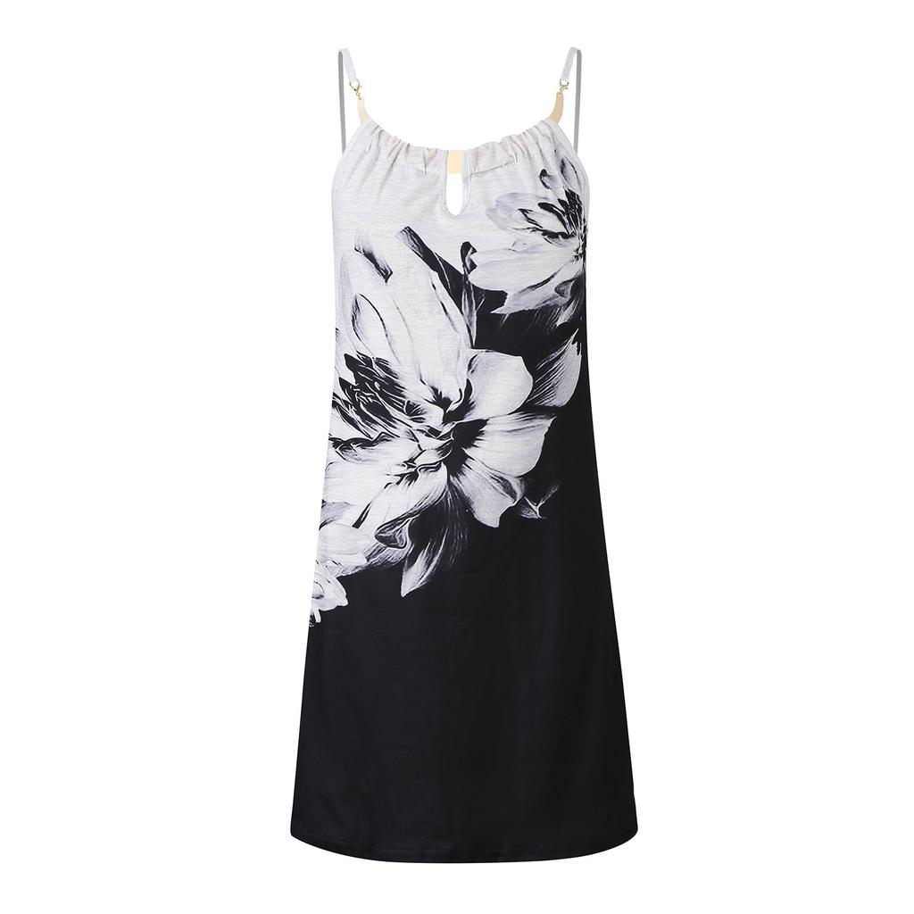 Women Summer Fashion Casual Sexy Printing Sleeveless Loose  Dress