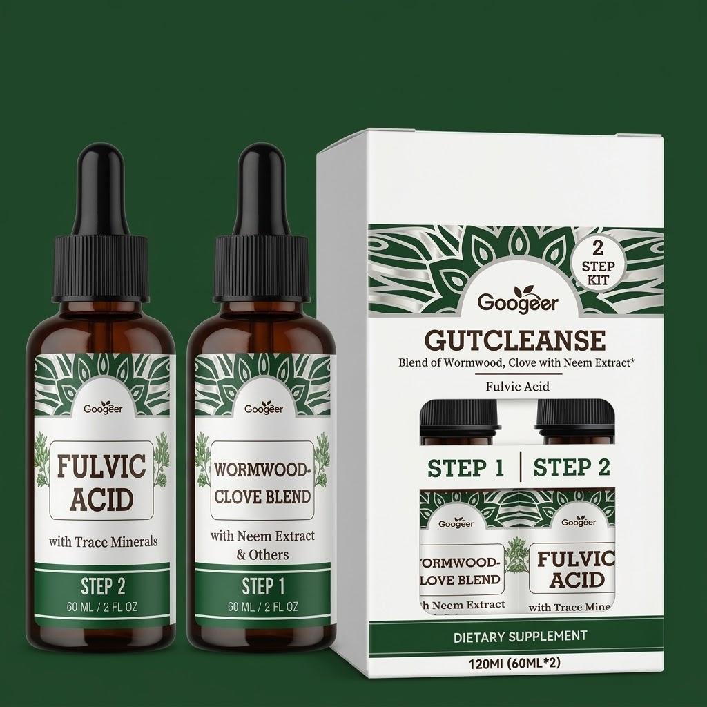 2-Stufen-Darmreinigung & Verdauungsunterstützungs-Kit – Kräuter-Wermut-Tropfen + Fulvosäure & Spurenelemente – 120 ml Gesamt