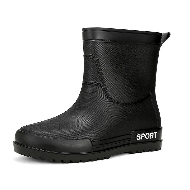 Rain shoes men's warm rain boots non-slip short tube integrated waterproof shoes kitchen rubber shoes medium tube car wash fishing shoes