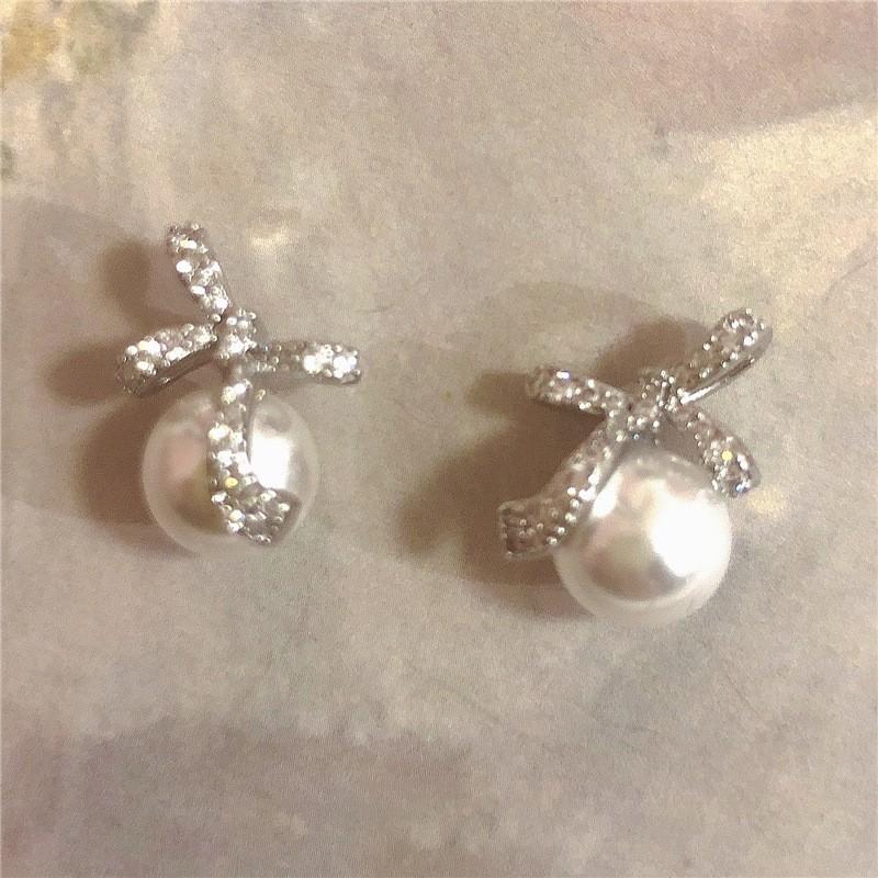 Zircon Geometric Pearl Stud Earrings Autumn and Winter Retro Elegant Earrings Temperament Earrings Women