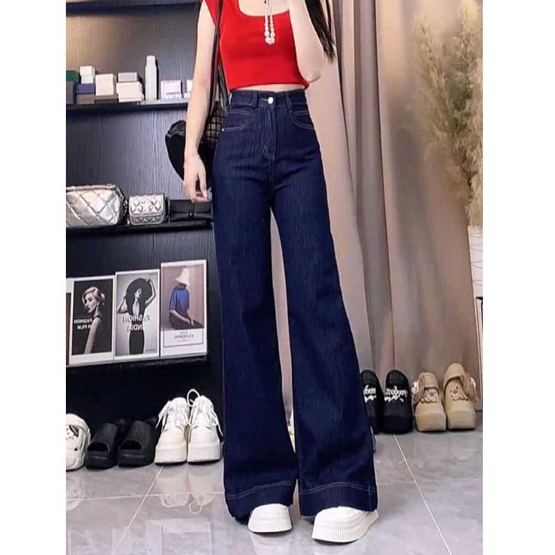 Women s Summer 2024 Denim Blue Straight-Leg Jeans - Loose, Versatile, Slimming, American Casual Style. XL