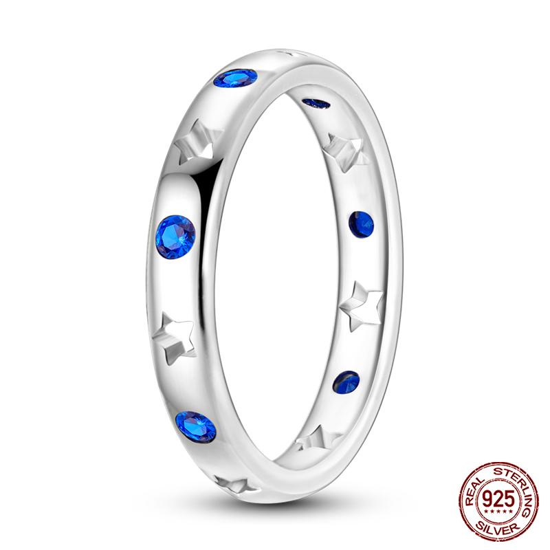 Original Design 925 Silver Blue Zircon For Ring Fit Women Wedding Wedding Wedding Engagement Silver Gift