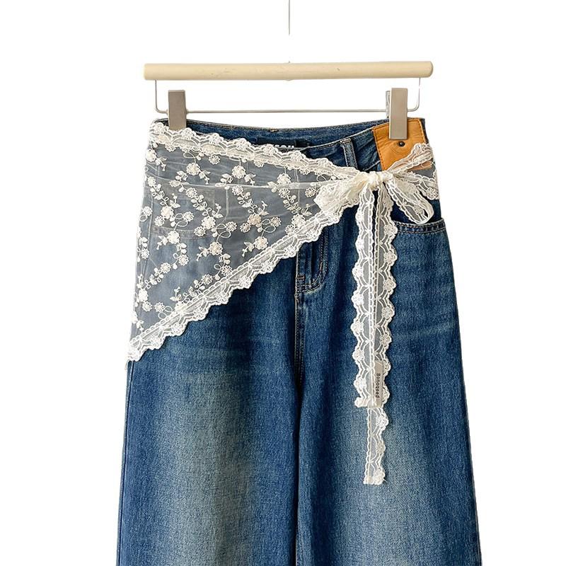 2026 Spring Lace Triangle Scarf and Skirt Set - Fashionable Tie-up Mid-length Layering Ensemble