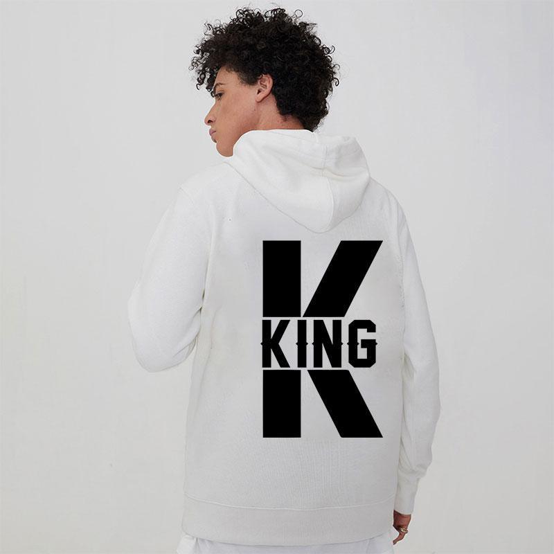 

New Fashion Couple Hoodies King Queen Printed Hooded Seatshirts Streetwear Casual Pullover Tops Lovers Valentine s Day Hoodies 3XL