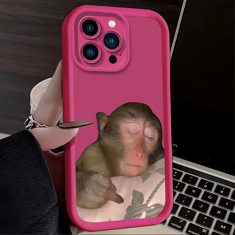 Funny Sleeping Monkey Lovely Phone Case For iPhone 16 15 14 13 12 11 Pro Max XS Max XR 7 8 Plus Shockproof Silicone Back Cover