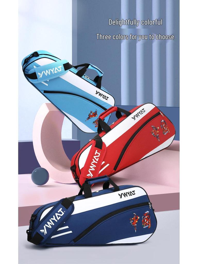Ywyat Waterproof Chinese-Style Badminton & Tennis Racket Bag - Portable Single Shoulder 3-Piece Storage C211