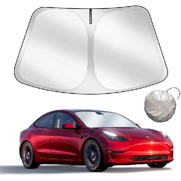 Upgraded Sunshade, Improved UV Protection Fabric, Foldable Front Sun Shade,  Accessories For Tesla Model 3/Y/Y Juniper 2016 To 2026