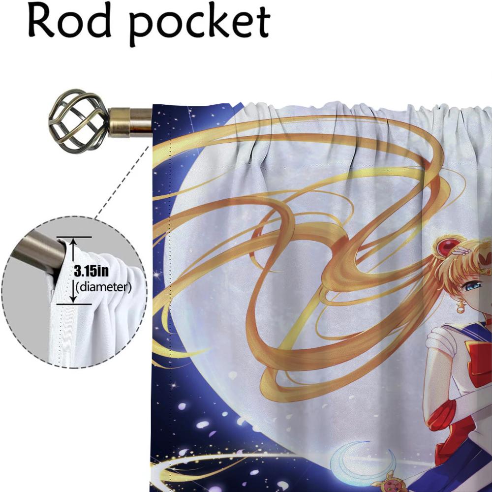 SailorS Moon Home Interior Curtains 2 Pieces Elegant Room Curtains for Camera Halloween Decoration Window Curtain Partition