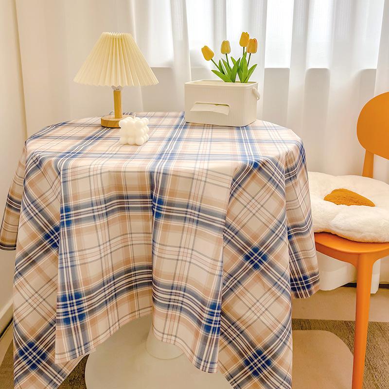 Plaid Tablecloth Girl Heart Round Table Tablecloth Dustproof Dining Table Cloth Coffee Table Mat Spread Cloth