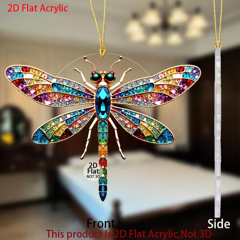 1 piece 2D flat acrylic dragonfly decoration - bright colored wings, 3D phantom design interior decoration