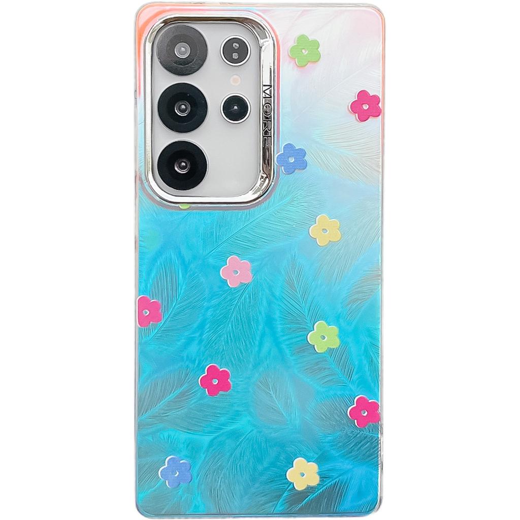 New Electroplated Laser for Apple 16E Mobile Phone Case 15promax Small Floral for Samsung S25Ultra