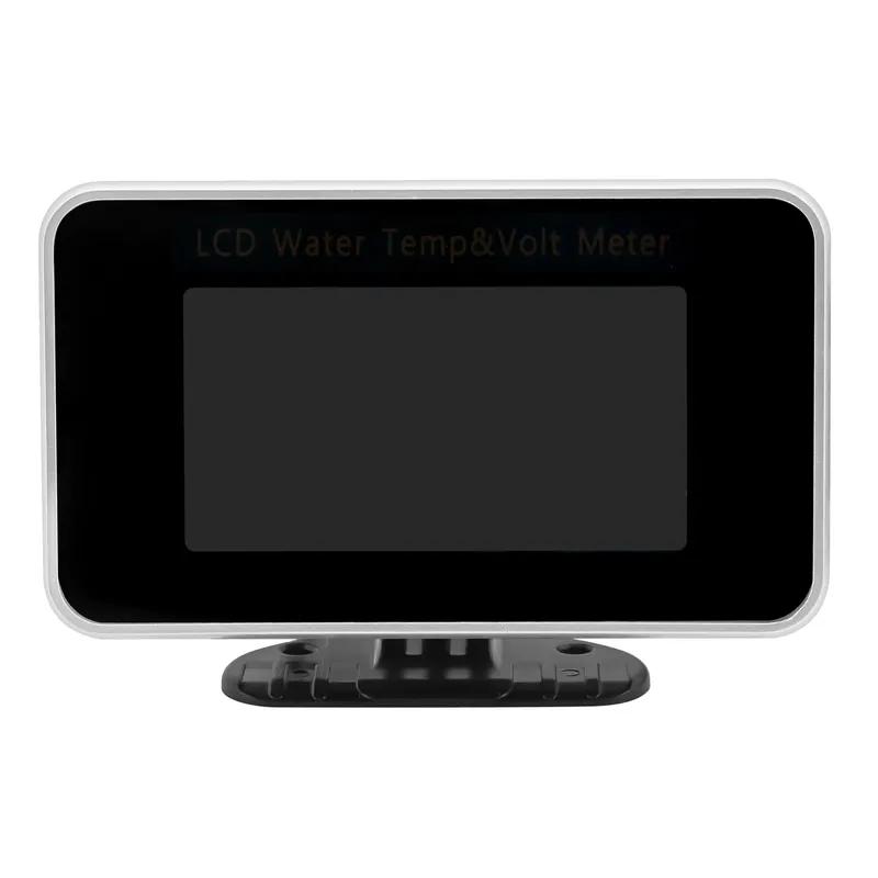 Auto LCD Water Temperature with 10mm Temp Sensor Voltmeter Gauges 26mm-40mm Joint Pipe Adapter For 12V/24V Car