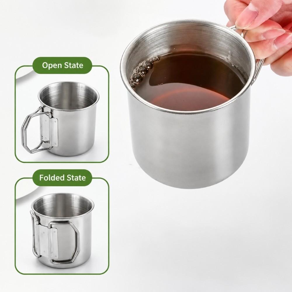 250-700ml Camping Cup Foldable Handle Stainless Steel Mug New Water Mug For Camping Travel