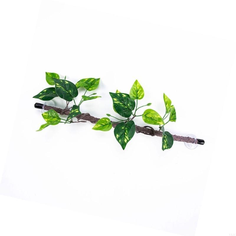 Y5JC Reptiles Plant Habitat Artificial Vine Branch Leaves for Climbing Suction Cup