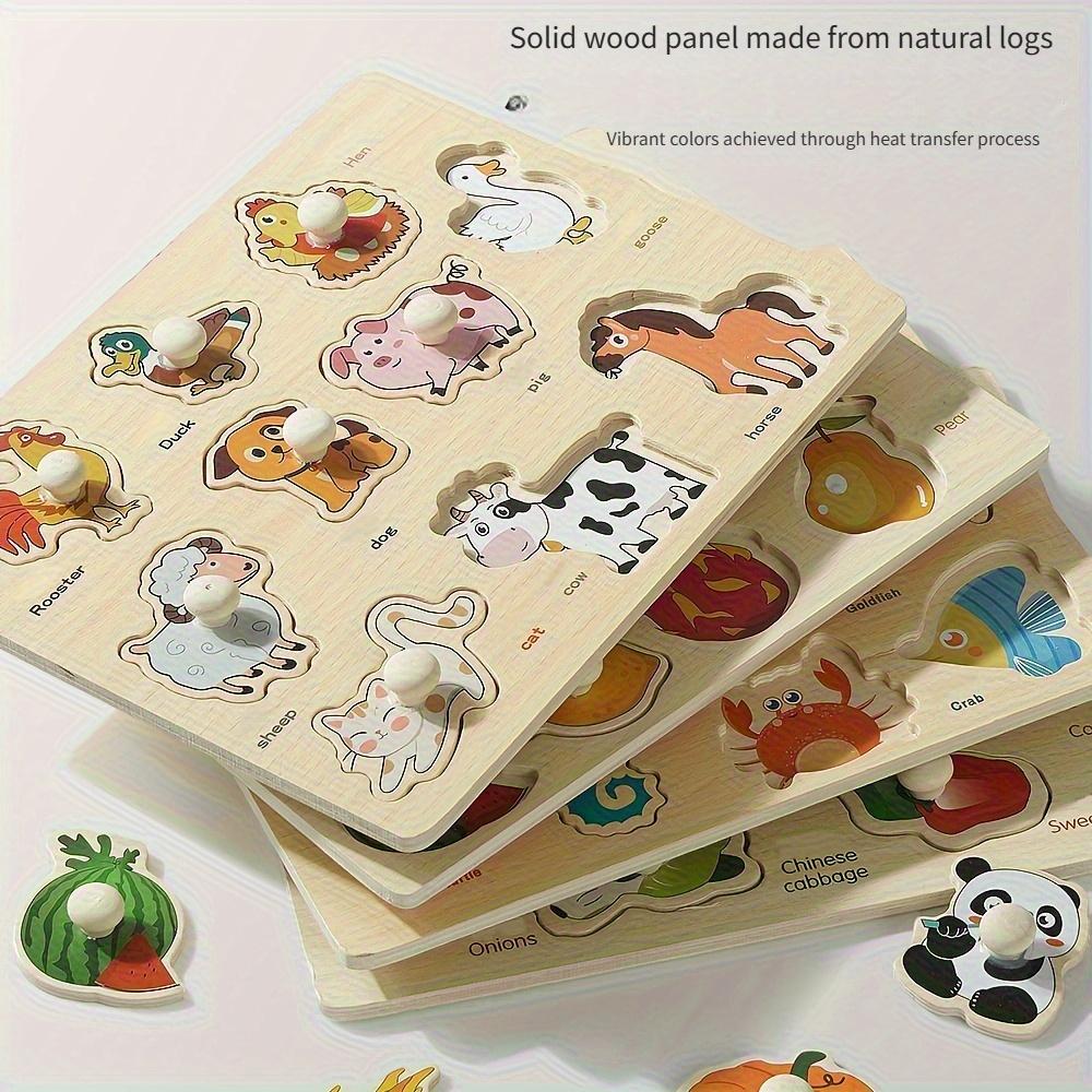 Montessori Früherziehung Geometrie Anfänger Puzzlebrett, handgehaltenes festes Brett Puzzleentwicklung, Puzzlebaustein Formerkennung