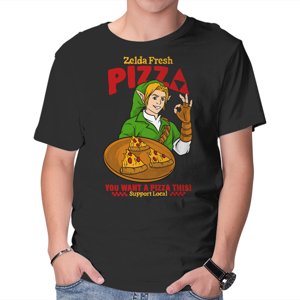 Unisex Crew Neck T-Shirt Fresh Pizza Graphic Short Sleeve Casual Tee XXXL