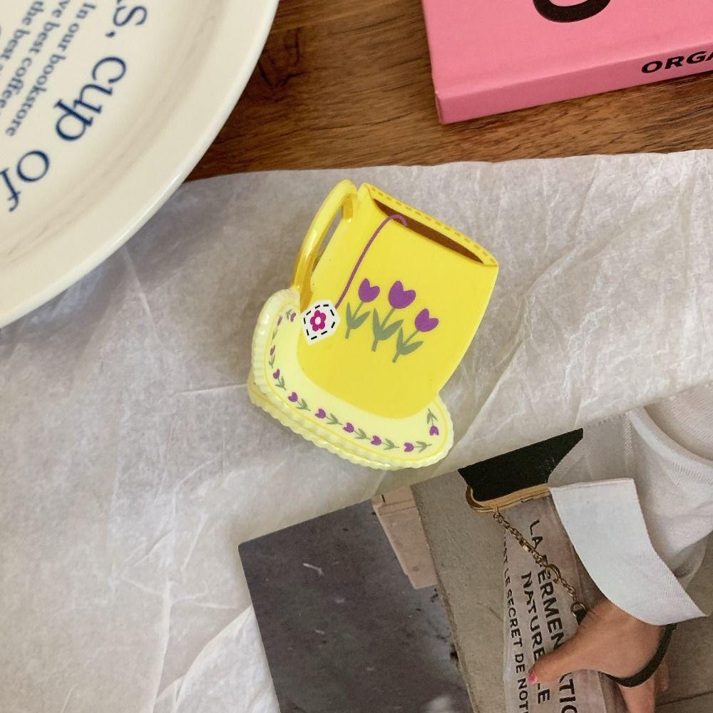 Cute Coffee Cup Hair Clip Flower Small Hair Claw Personalized Acetate Hair Claw  Daily