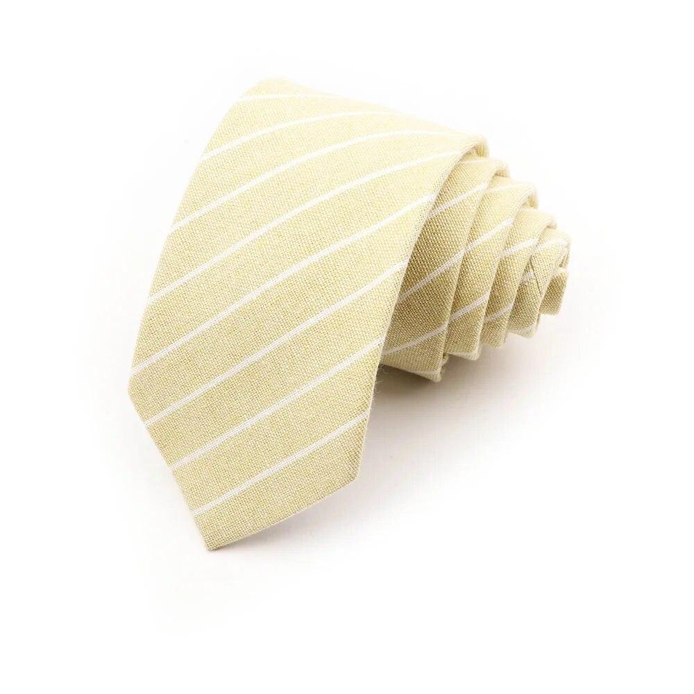 Men,Plaid, Cotton Ties, Orange, Green, Striped Necktie, Slim Casual Tie