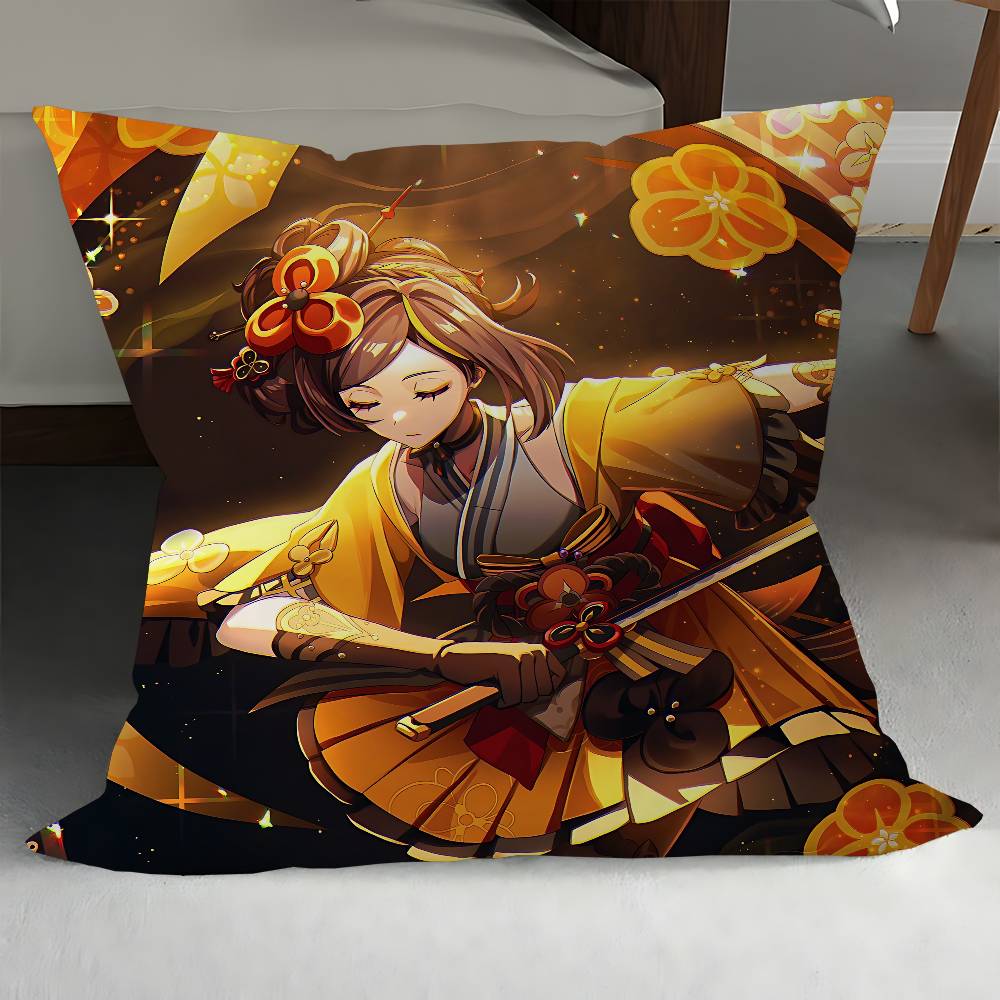 Genshin Chiori Pillow Covers Cartoon Sofa Decorative Home Double-sided Printing Short Plush Cute Cushion Cover