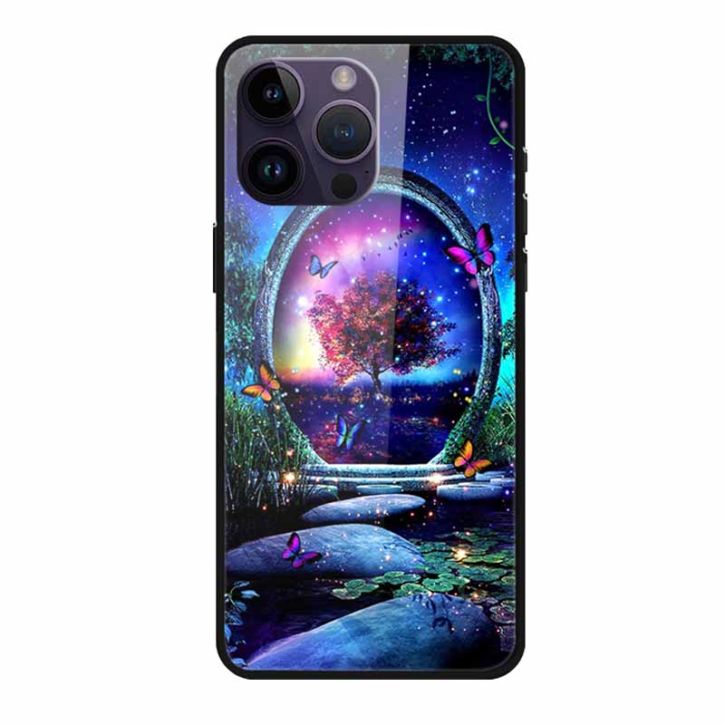 Glass Back Cover For iphone 16 Pro Max Phone Case Soft Bumper Hard Tempered Glass Case For iphone 15 Pro Max Case Funda Shell