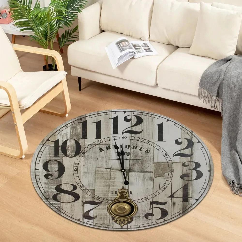 

Круглый ковер с принтом часов, мягкий круглый коврик для зоны, нескользящий коврик для пола в гостиную под журнальный столик, диван, коврики для спальни, коврики для подвесного кресла-корзины 40x40cm(15x15 inch)