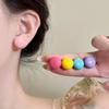 Pinkdudu Dopamine Candy Colorful Bun Bean Stud Earrings for Women Cute Round Multicolored Happy Style Drops PD2515
