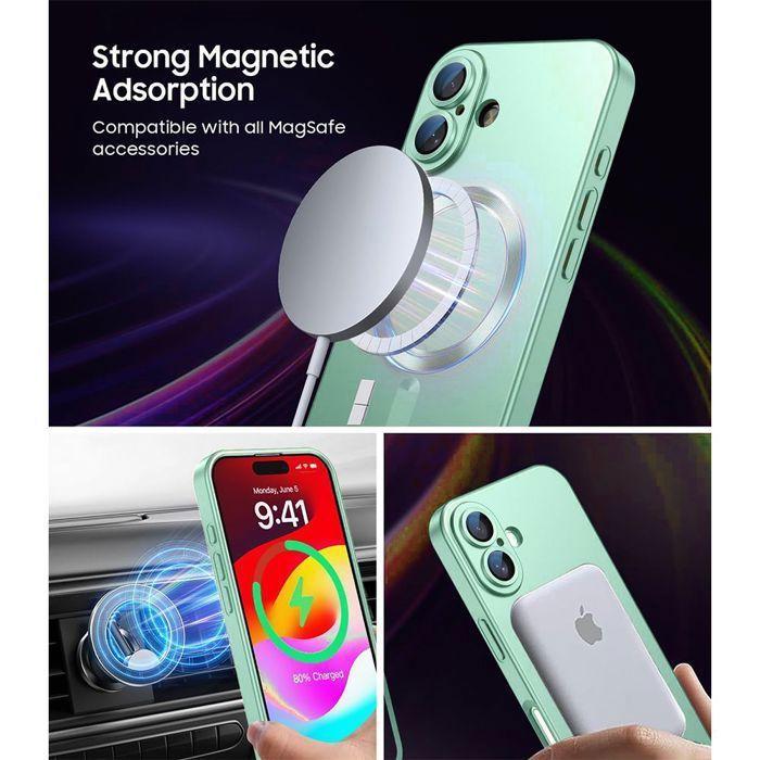 Coque de Téléphone - E.F.Connection - iPhone 17 Pro Max - Silicone Souple - Anneau Magnétique - Vert