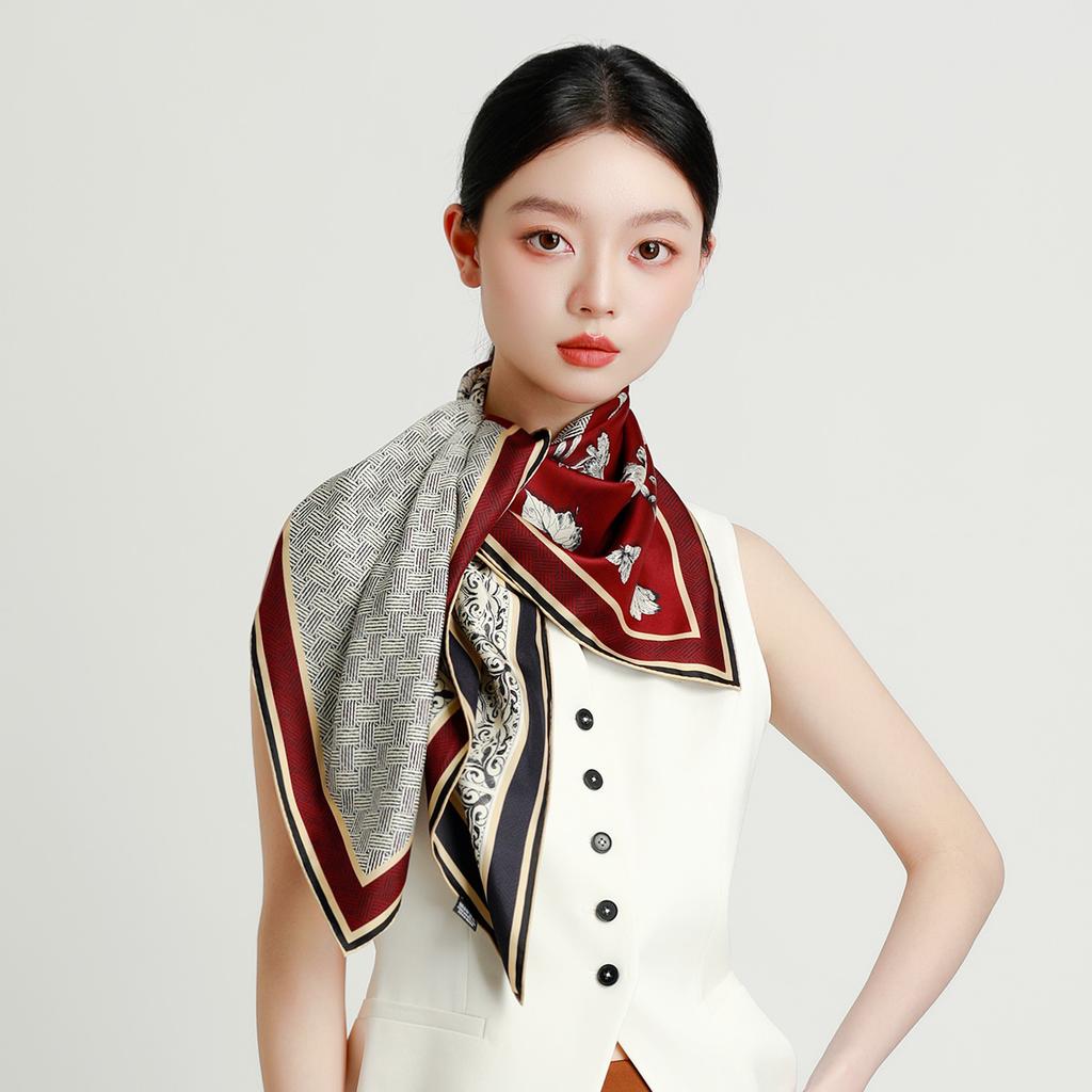 16mm 100% mulberry silk double-sided printing exquisite handmade rolled edge elegant silk scarf scarf for women