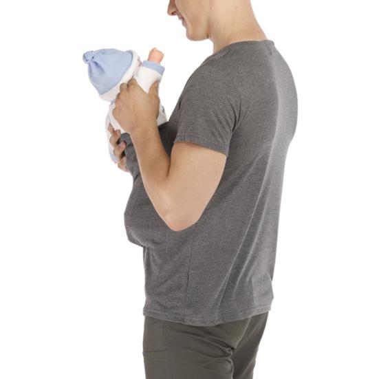 Maglietta Portabebè da Uomo Misto Cotone Scollo a V Manica Corta Maglietta da Papà per Portare il Bambino T-shirt per un Genitorialità Confortevole Cura del Bambino